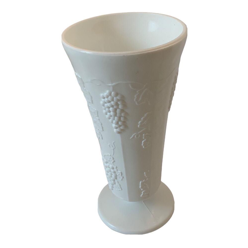 Vintage Harvest Milk Glass by Colony 10" Flower Vase Panel Grape Pattern